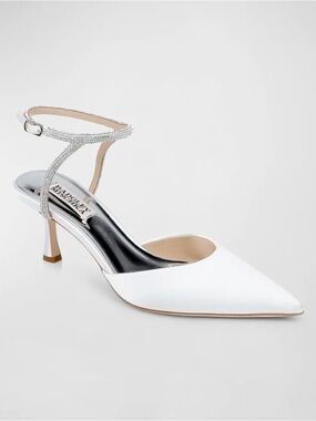Badgley Mischka Autumn Ankle Strap Kitten Heel Pumps, White